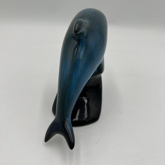 Howard Pierce Porcelain Dolphin Figurine Glossy Blue Glaze California Pottery - Picture 6 of 11